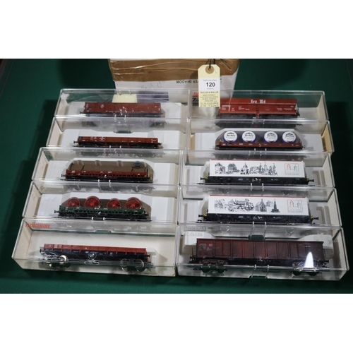 120 - 10 Fleischmann HO gauge Freight Wagons. 2x Covered Vans, 950 Jahre Nurnberg. 3x High capacity minera... 