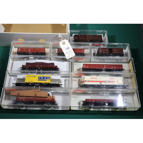 130 - 10 Fleischmann HO gauge Freight Wagons. 2x loaded Container Flats, Deutsche Post and DB/Fleischmann.... 