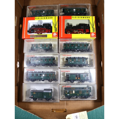 140 - 2 Fleischmann HO gauge Locomotives plus a quantity of passenger rolling stock. DR class 89 0-6-0T RN... 