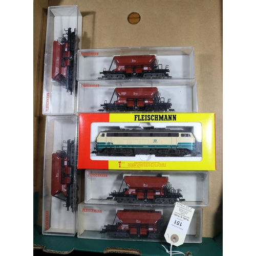 151 - A Fleischmann HO gauge DB class 218 Bo-Bo Diesel Locomotive, RN 218 452-1 (4234). In blue and cream ... 