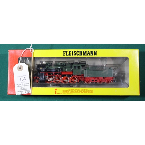 153 - A Fleischmann HO gauge Prussian State Railways 2-8-0 Tender Locomotive 5353 Erfurt (4813). In green ... 