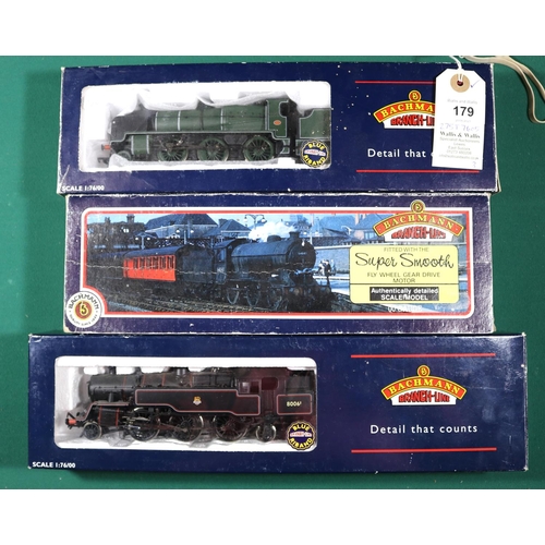 179 - 3x Bachmann Branch-line OO gauge locomotives. A Southern Railway N Class 2-6-0 tender loco, 1824, in... 