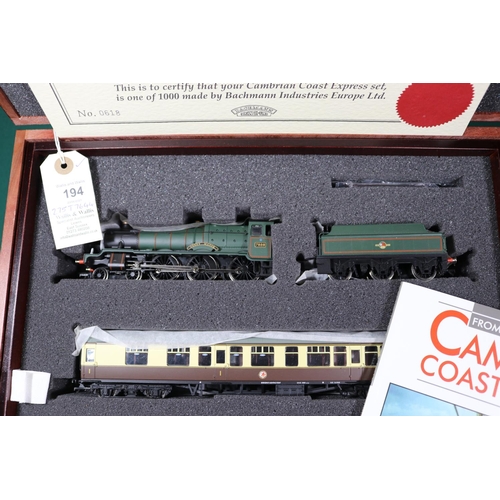 194 - A Bachmann Branchline OO gauge Cambrian Coast Express GWR 2-train set. Comprising a BR 4-6-0 Manor C... 