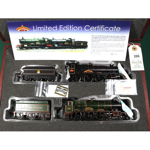 206 - A Bachmann Branchline OO gauge 2-locomotive set. GWR Hall Class 4-6-0 locomotive, Ragley Hall 4930, ... 