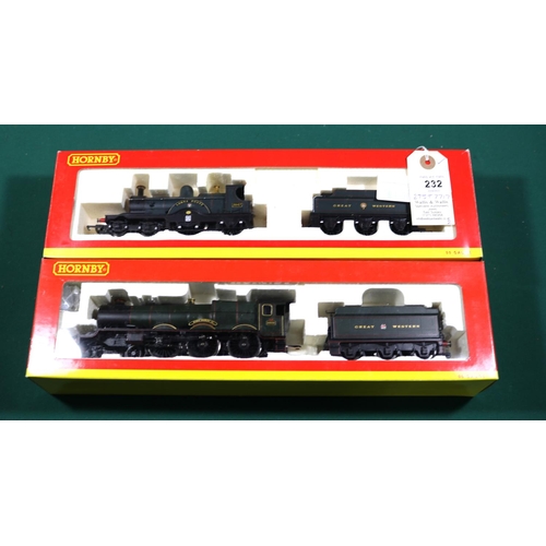 232 - 2x Hornby OO gauge railway GWR locomotives. A Dean Class 3031 4-2-2 loco, Lorna Doone 3047, in lined... 