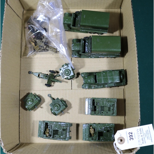 392 - 10x Dinky Toys Military vehicles, all with smooth wheels where relevant. Including; 2x 6-wheel Cover... 