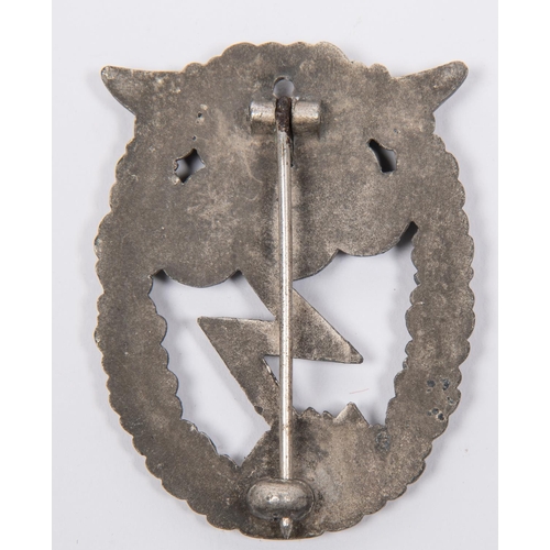 114 - A Third Reich Luftwaffe Ground Combat badge, the clouds and lightning bolt showing traces of blue fi... 