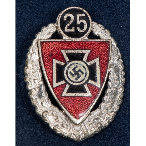 135 - Five Third Reich small pin back badges: NSKOV membership badge, by 