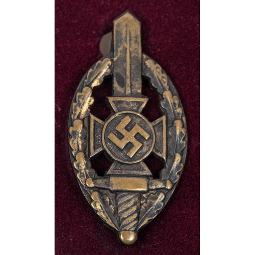 135 - Five Third Reich small pin back badges: NSKOV membership badge, by 