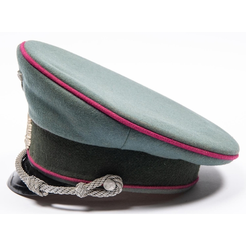 157 - A Third Reich Smoke troops officers SD cap, army type metal insignia, crimson piping. GC £300-320