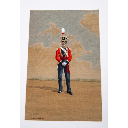 18 - A watercolour painting of an officer in the 3rd Foot Guards, c 1820, 14½