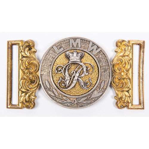 229 - A Victorian officer's waist belt clasp, the centre with crown over 