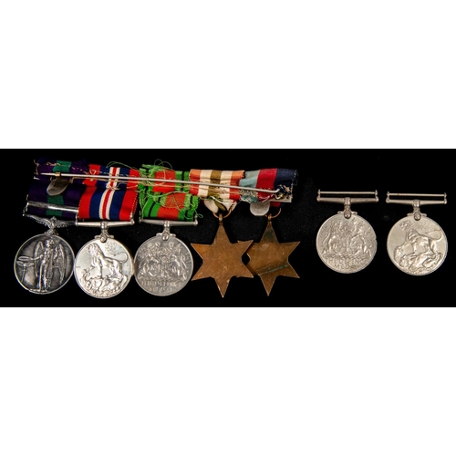 25 - Seven: 1939-45 star, Italy star, Defence, War, GSM 1918, 1 clasp Palestine 1945-48 (14437235 Sjt I H... 