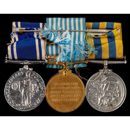 27 - Three: Queen's Korea (22693392 Pte J A Macpherson, Regt detail erased), UN Korea; Police LS & GC, EI... 