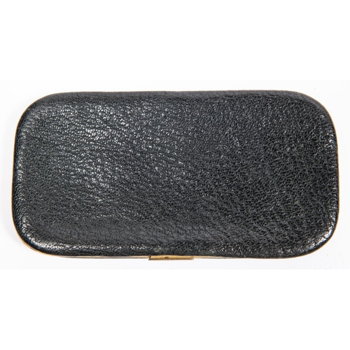 50 - A gilt brass mounted leather card case, the front mounted with Victorian crown over 