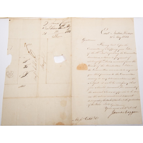 51 - Two letters from East India House relating to the loss of the East Indiaman 