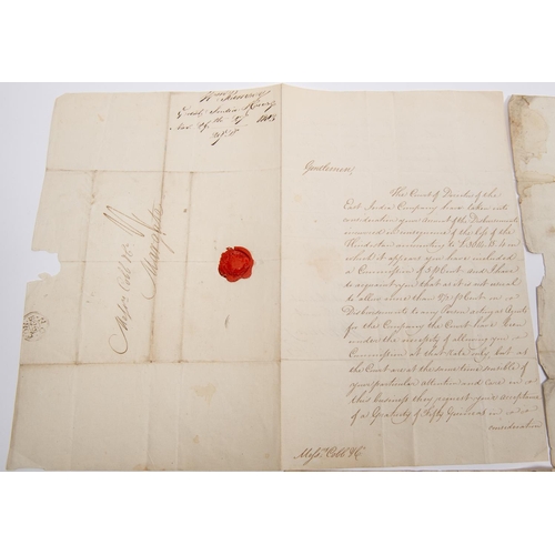 51 - Two letters from East India House relating to the loss of the East Indiaman 