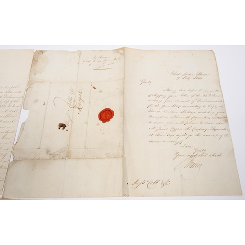 51 - Two letters from East India House relating to the loss of the East Indiaman 