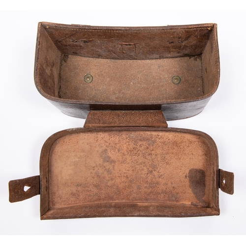 66 - A WWI orderlies brown leather medical pouch, probably Imperial German. £30-40