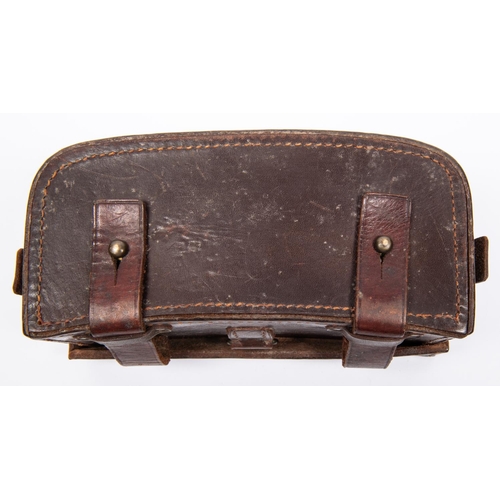 66 - A WWI orderlies brown leather medical pouch, probably Imperial German. £30-40