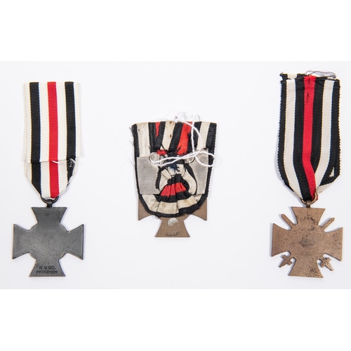 81 - Three WWI 1914-18 Honour Crosses: with swords, maker marked 