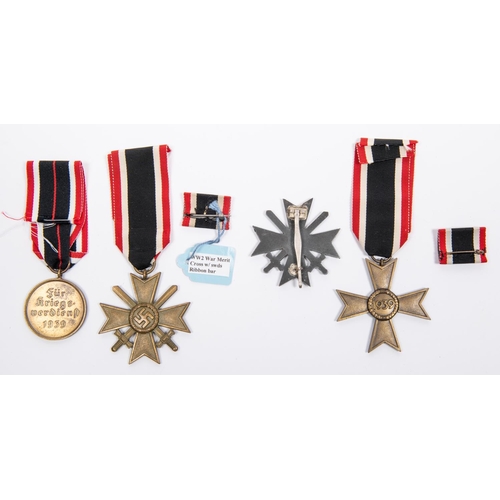 97 - Third Reich medals: War Merit Cross 1st class with swords, dull grey with maker's mark 