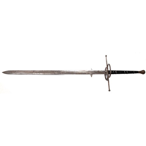 385 - A good quality copy of a large double handed mediaeval sword, 47