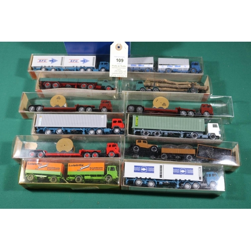 54 - 12 Wiking HO 1:87 Articulated/rigids Trucks. Makes including Mercedes Benz, MAN, Magirus Ford Transc... 