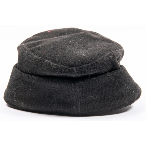 168 - A Third Reich black cloth peaked field cap of the Hitler Youth, with embroidered badge and alloy sku... 