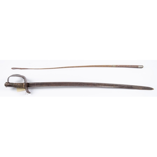 198 - A mid 19th century German cavalry trooper's sword, QGC (worn and lightly pitted overall); and a plai... 