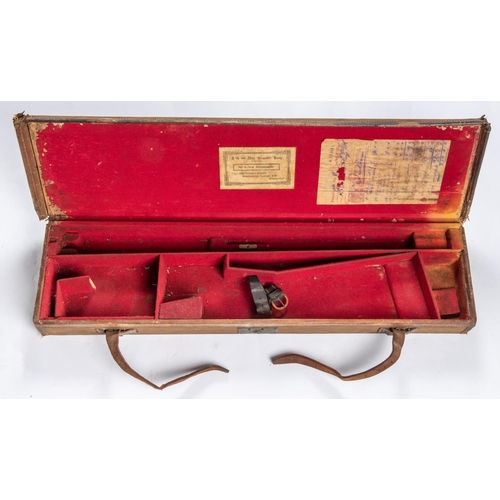 416 - A leather bound canvas covered case for a DB gun with 30