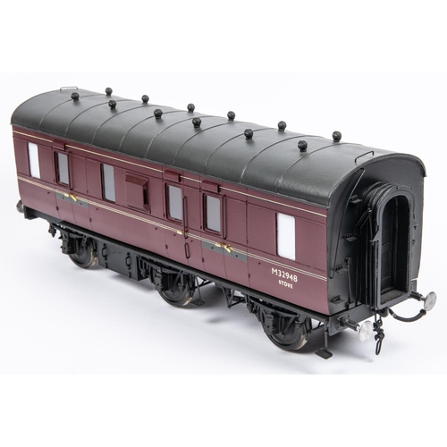 128 - A Gauge Three 2.5 inch gauge LMS 6-wheel Stove R Passenger Brake Van, M32948. Built from a kit by GR... 