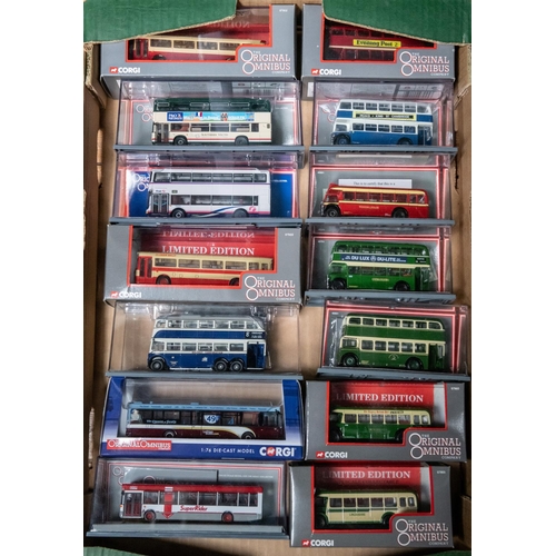 195 - 14x Corgi OOC buses and coaches. Including; Dennis Dart SLF, Plymouth. Wright Eclipse, Lothian. Trol... 