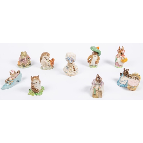 285 - 8x Beswick Beatrix Potter figures. Hunca Munca (1951). Timmy Willie (1949). Benjamin Bunny (1948). M... 