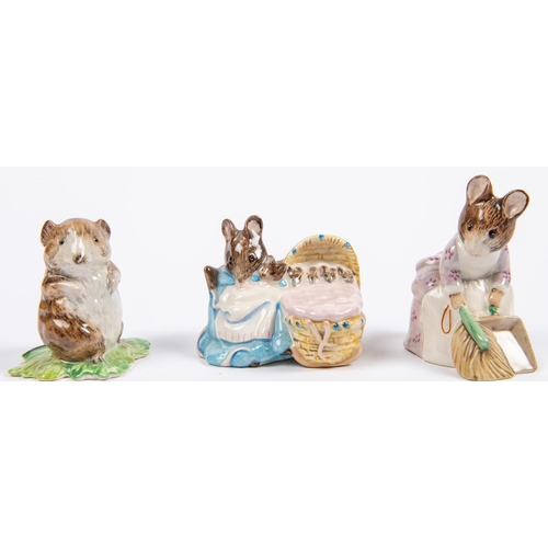 285 - 8x Beswick Beatrix Potter figures. Hunca Munca (1951). Timmy Willie (1949). Benjamin Bunny (1948). M... 