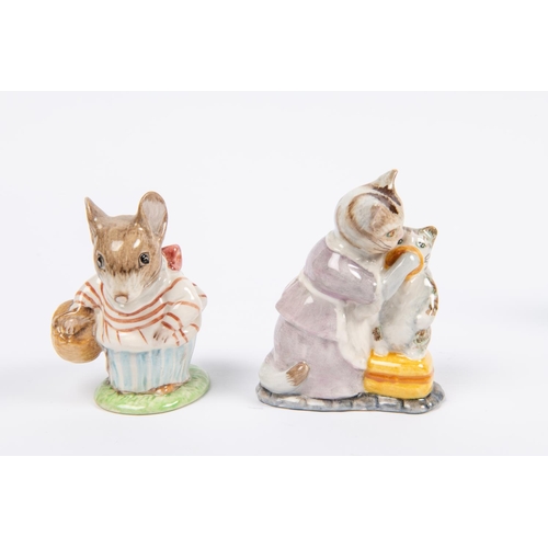 286 - 7x Beswick Beatrix Potter figures. Jeremy Fisher (1950). Mrs. Tittlemouse (1948). Tabitha Twitchit a... 