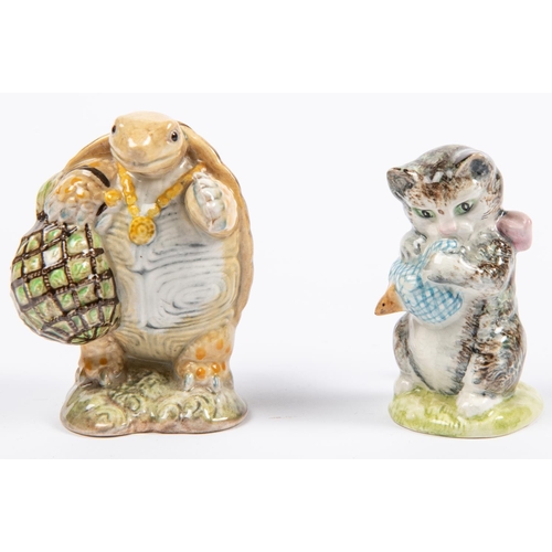 286 - 7x Beswick Beatrix Potter figures. Jeremy Fisher (1950). Mrs. Tittlemouse (1948). Tabitha Twitchit a... 