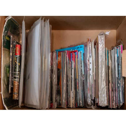 3 - 4x boxes of comics and fan magazines. Including; a box of 1970s-80s copies of 2000AD. DC and Marvel ... 