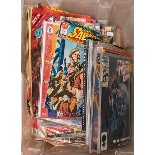 3 - 4x boxes of comics and fan magazines. Including; a box of 1970s-80s copies of 2000AD. DC and Marvel ... 