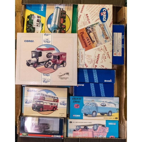 330 - 3 Boxes of Modern issue Corgi Classics, Mainly, Truck, Vans, Buses, Lorries. Alao includes a Landrov... 