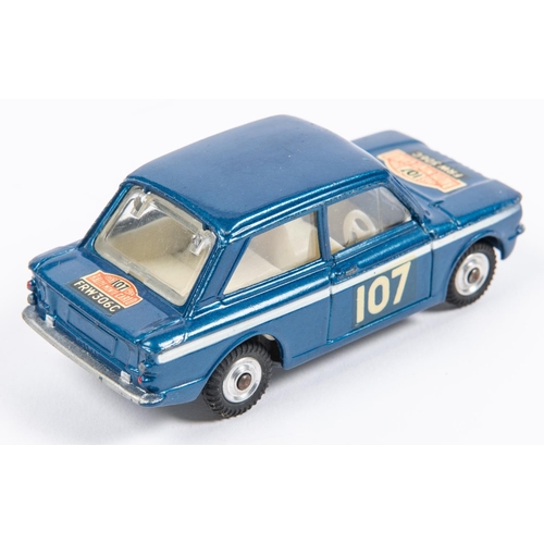 341 - Corgi Toys Sunbeam Imp 'Monte Carlo' (328). In metallic dark blue with white stripe, RN107. In a sca... 