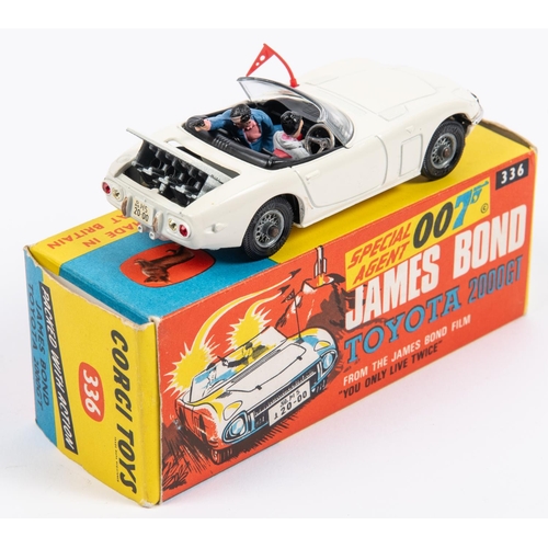 342 - Corgi Toys James Bond Toyota 2000GT (336). In  white, with black interior and two figures. With eigh... 