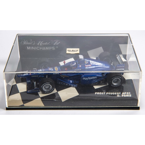 345 - 6 Minichamps 1:43 F1 Single Seat Racing Cars, Ferrari 126 C2 1982, G.Villeneuve, Prost Peugeot AP01,... 