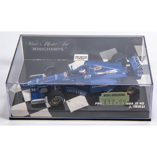 345 - 6 Minichamps 1:43 F1 Single Seat Racing Cars, Ferrari 126 C2 1982, G.Villeneuve, Prost Peugeot AP01,... 