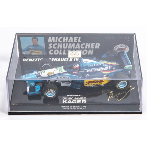 348 - 6 Minichamps 1:43 F1 Single Seat Racing Cars. Benetton Renault B195, Schumacher. Jordan Peugeot 197,... 