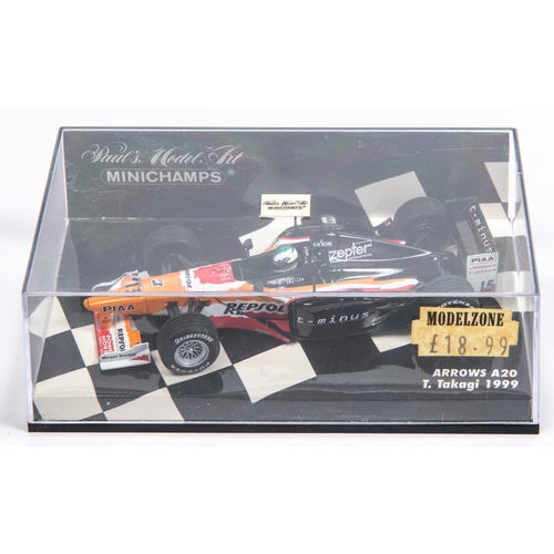 348 - 6 Minichamps 1:43 F1 Single Seat Racing Cars. Benetton Renault B195, Schumacher. Jordan Peugeot 197,... 