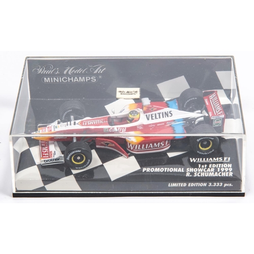 348 - 6 Minichamps 1:43 F1 Single Seat Racing Cars. Benetton Renault B195, Schumacher. Jordan Peugeot 197,... 