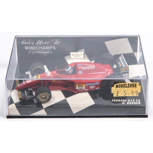 349 - 6 Minichamps 1:43 F1 Single Seat Racing Cars.  Sauber Mercedes C13, De Ceraris. Braun GP Show Car 20... 