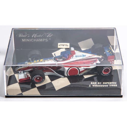 350 - 6 Minichamps 1:43 F1 Single Seat Racing Cars. Arrows Yamaha FA18, D. Hill. Jordan Peugeot 196, Brund... 