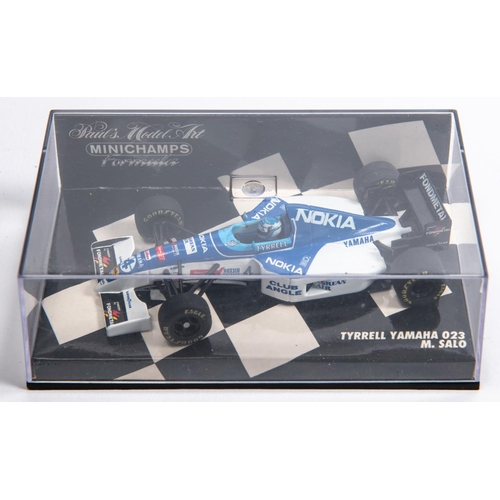 350 - 6 Minichamps 1:43 F1 Single Seat Racing Cars. Arrows Yamaha FA18, D. Hill. Jordan Peugeot 196, Brund... 